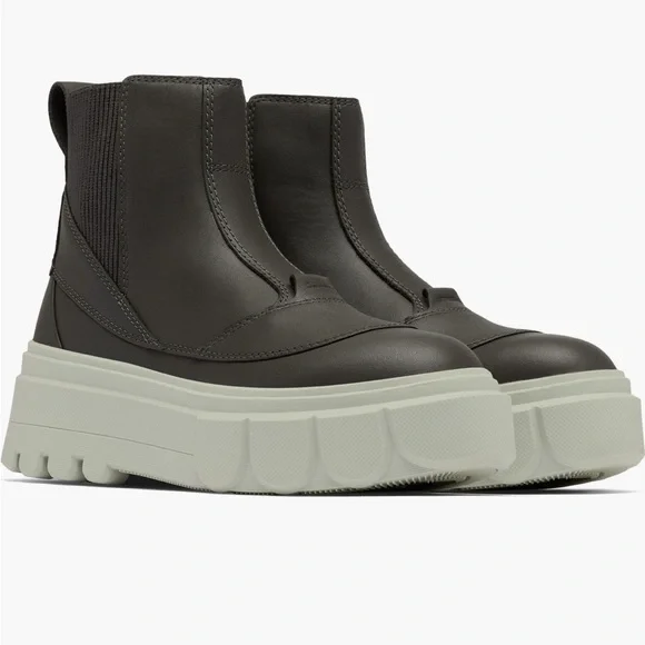 NEW Sorel Caribou Waterproof Leather WOMEN'S Platform CHELSEA BOOT In Jet/Pixel - Picture 15 of 15